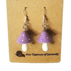 Purple Mushroom Earrings-NWT-1.75 inches